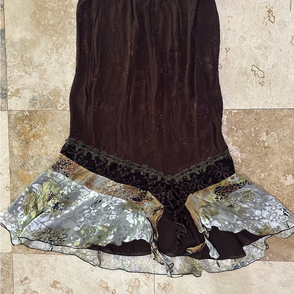 90s/y2k Brown Floral Women's Skirt✨